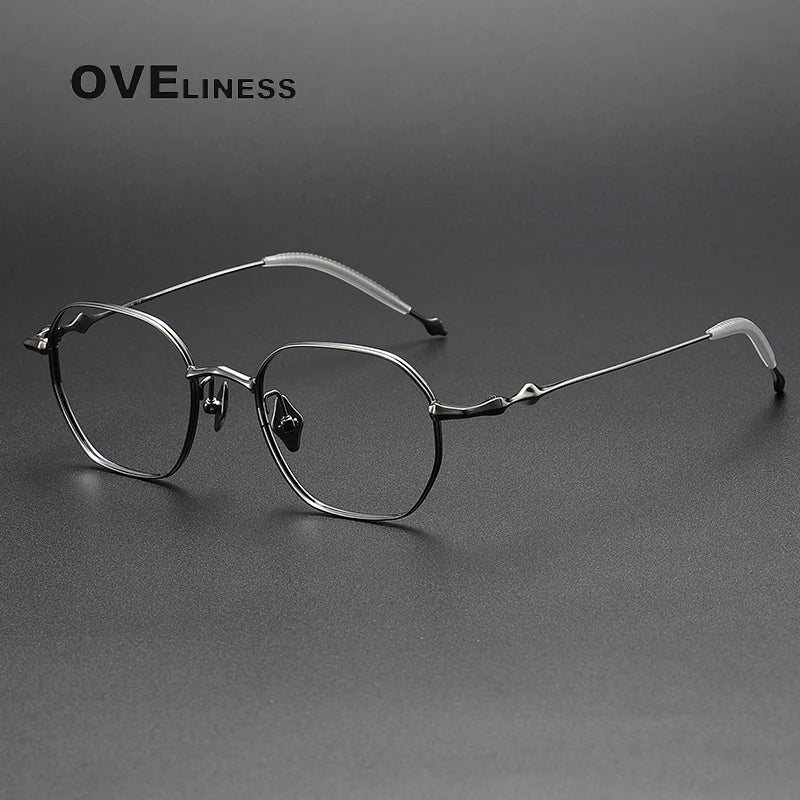 Oveliness Unisex Full Rim Polygon Titanium Eyeglasses 4220 Full Rim Oveliness gun  
