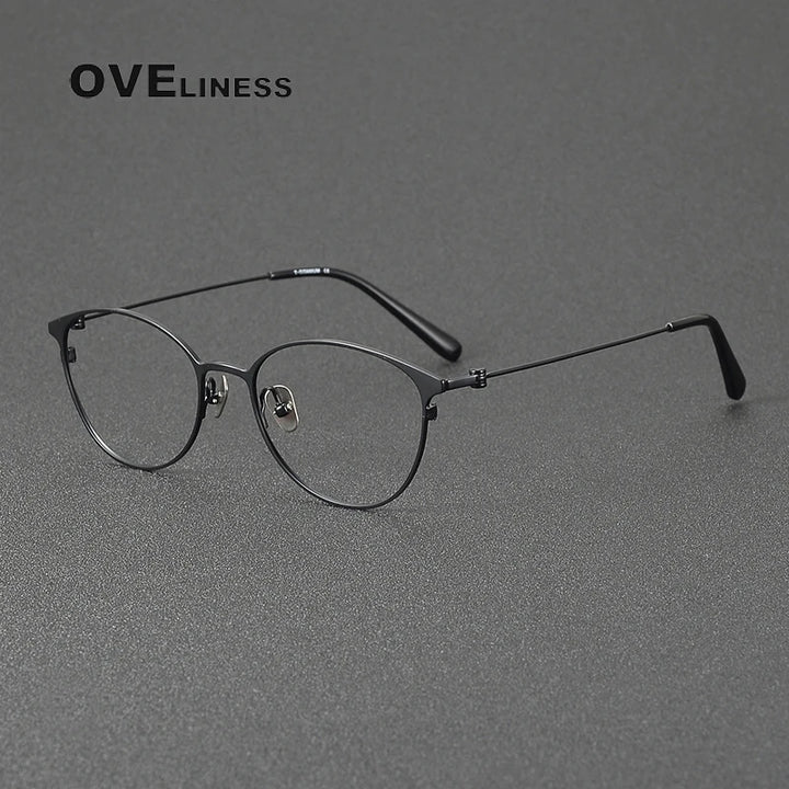 Oveliness Women's Full Rim Oval Cat Eye Titanium Eyeglasses 42200 Full Rim Oveliness black