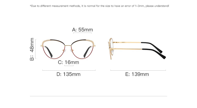 Laoyehui Women's Full Rim Oval Cat Eye Alloy Reading Glasses 43111 Reading Glasses Laoyehui