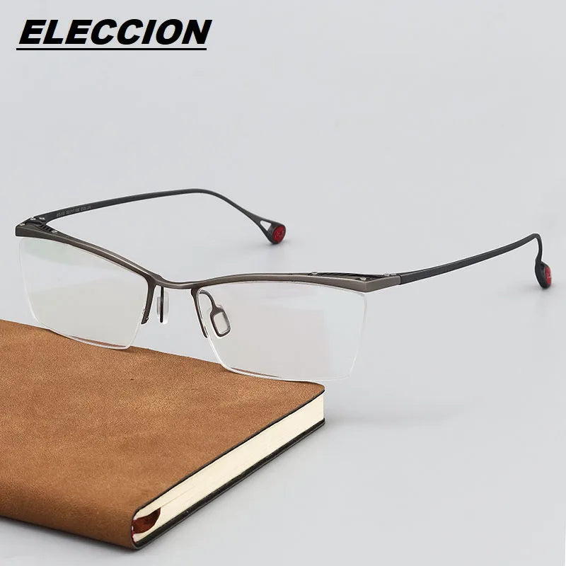 Eleccion Women's Semi Rim Brow Line Titanium Eyeglasses 84113 Semi Rim Eleccion