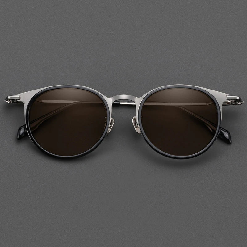 Black Mask Men Full Rim Round Titanium Polarized Sunglasses BM-0056