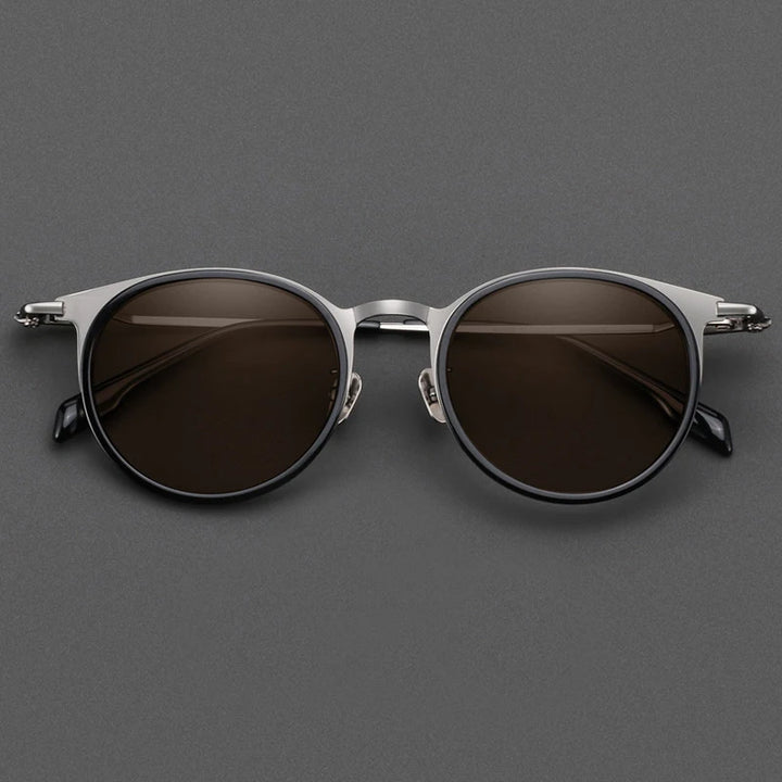 Black Mask Men Full Rim Round Titanium Polarized Sunglasses BM-0056