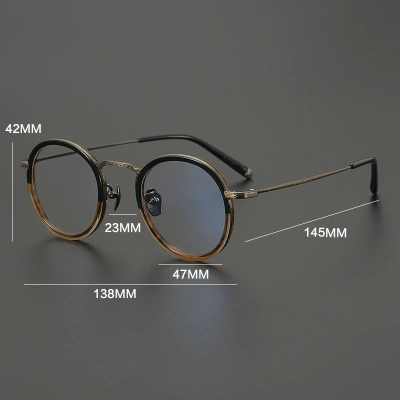 Gatenac Women's Full Rim Oval Round Acetate Titanium Eyeglasses G1288
