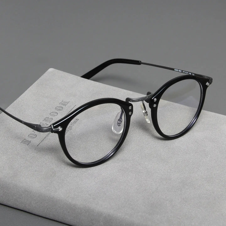 Black Mask Unisex Full Rim Round Titanium Eyeglasses BM-B805