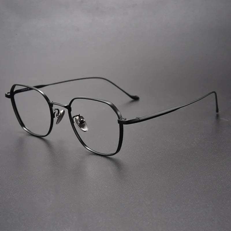 Muzz Unisex Full Rim Geometric IP Titanium Eyeglasses 316 Full Rim Muzz black  