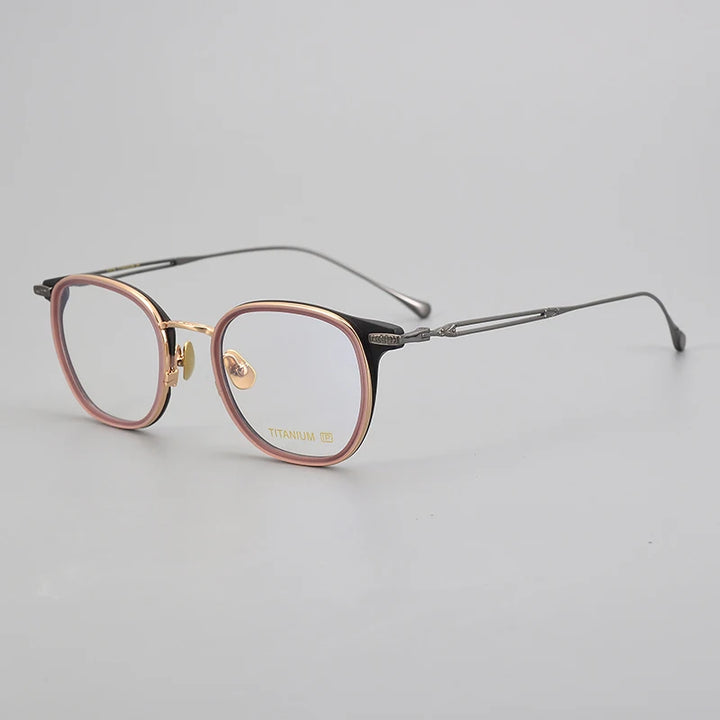 Black Mask Unisex Full Rim Titanium Acetate Square Eyeglasses E063 Full Rim Black Mask Black-Pink  