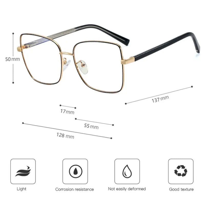 Handoer Women's Full Rim Square Alloy Spring Hinge Eyeglasses 95773