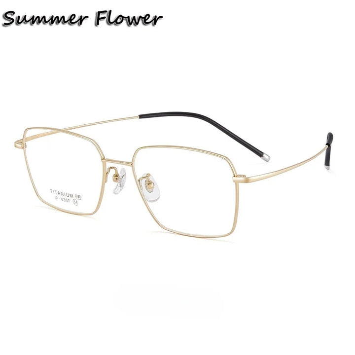 Summer Flower Men's Full Rim Polygon Square Titanium Eyeglasses 616307