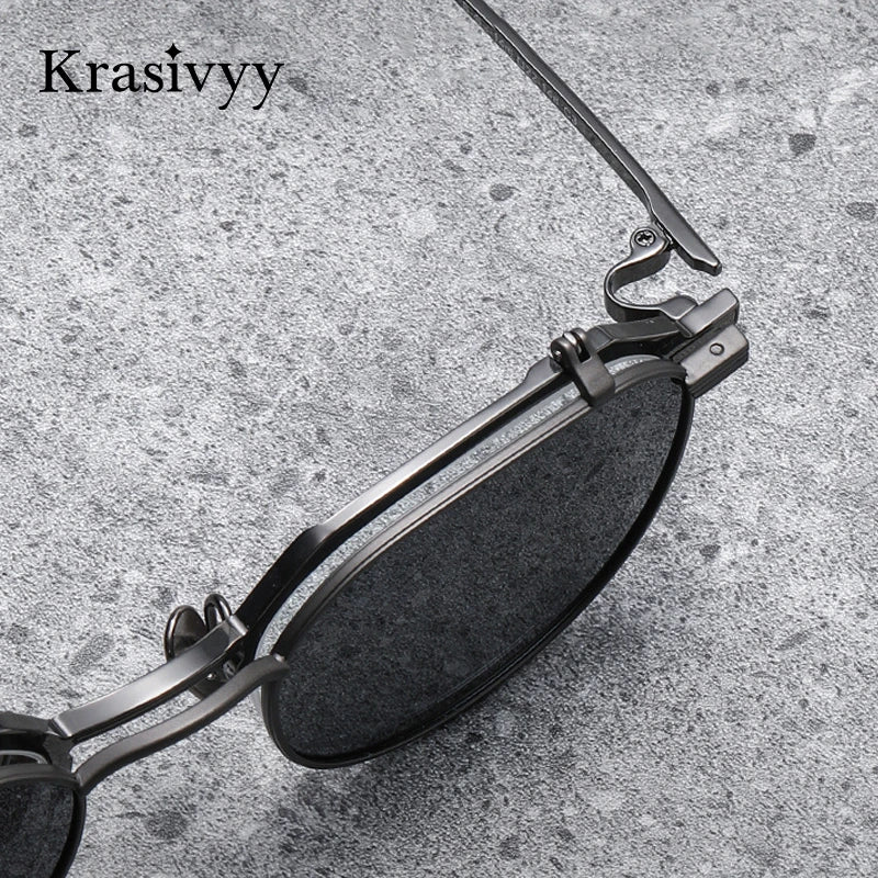 Krasivyy Unisex Round Titanium Prescription Eyeglasses with Flip-Up S400T - view 5