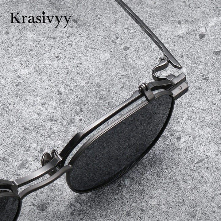 Krasivyy Unisex Round Titanium Prescription Eyeglasses with Flip-Up S400T - view 5