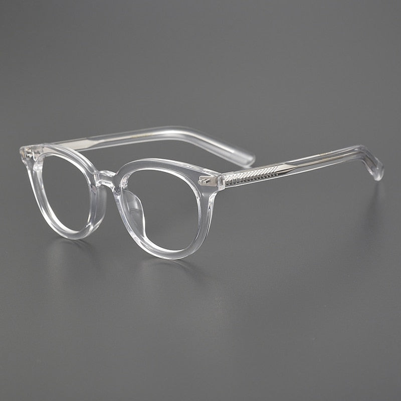 Gatenac Unisex Full Rim Round Square Handcrafted  Acetate Eyeglasses Gxyj1028 Full Rim Gatenac Transparent  