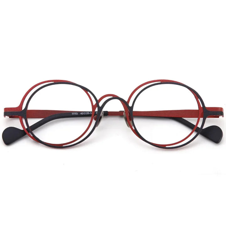 Aror Unisex Full Rim Double Round Titanium Eyeglasses 67773
