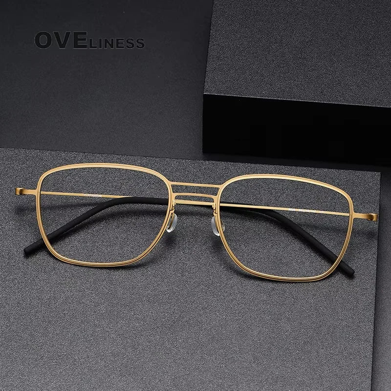 Oveliness Unisex Full Rim Square Double Bridge Titanium Eyeglasses 5524 Full Rim Oveliness   