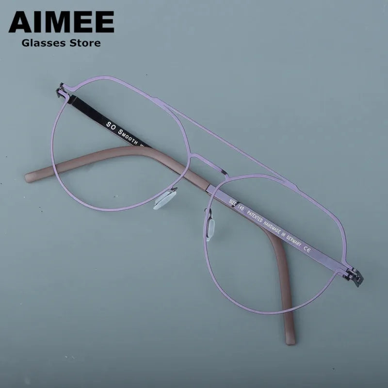 Aimee Unisex Full Rim Oval Double Bridge Steel Eyeglasses 14647 Full Rim Aimee Purple  