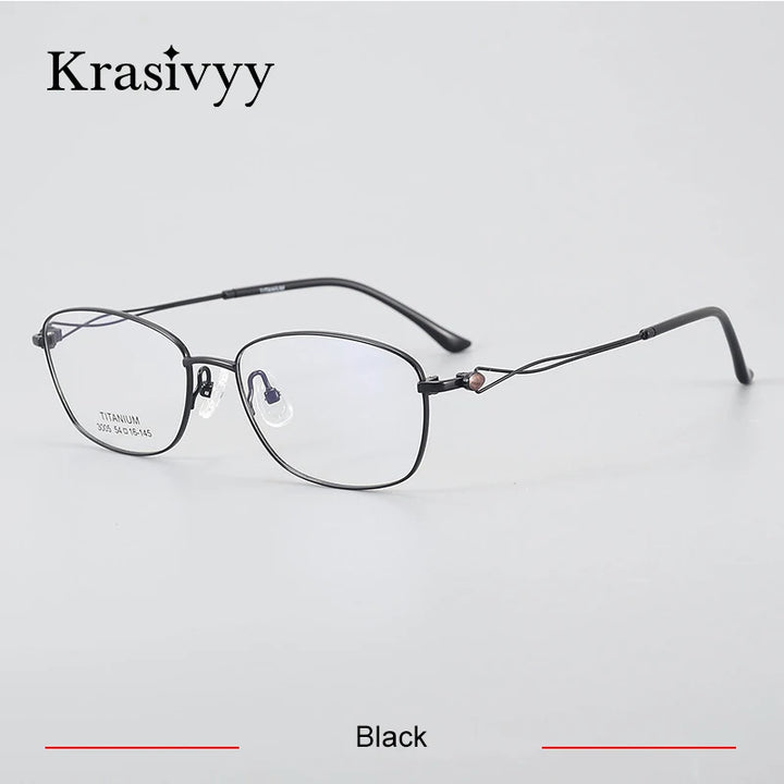 Krasivyy Women's Full Rim Oval SquareTitanium Eyeglasses 443005 Full Rim Krasivyy Black CN 