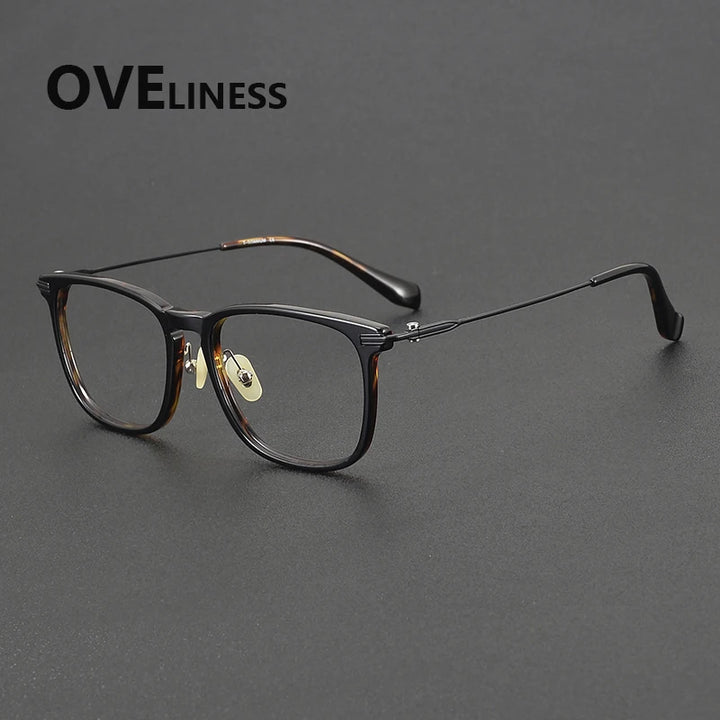 Oveliness Unisex Full Rim Big Square Acetate Titanium Eyeglasses 90003