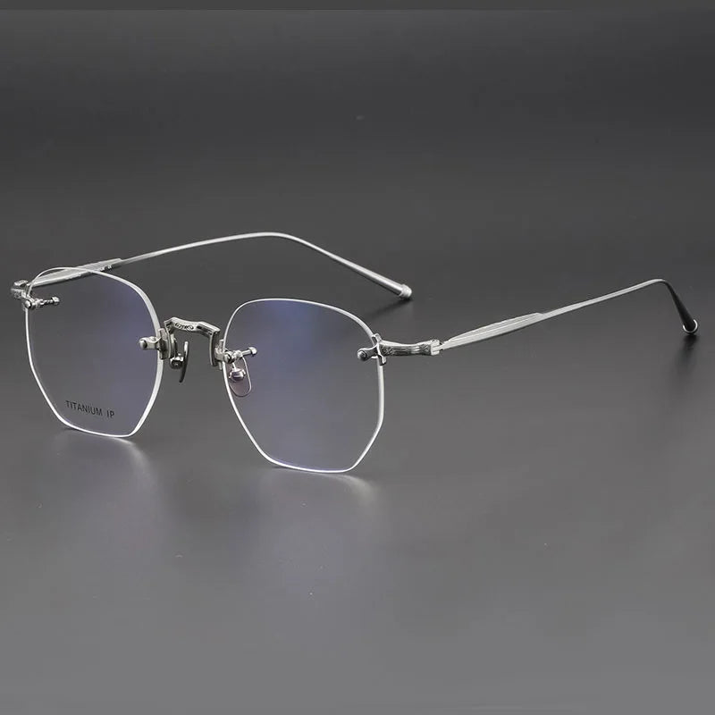 Yimaruili Unisex Rimless Polygonal Pure Titanium Eyeglasses F10121 — view 4 | Yimaruili at FuzWeb