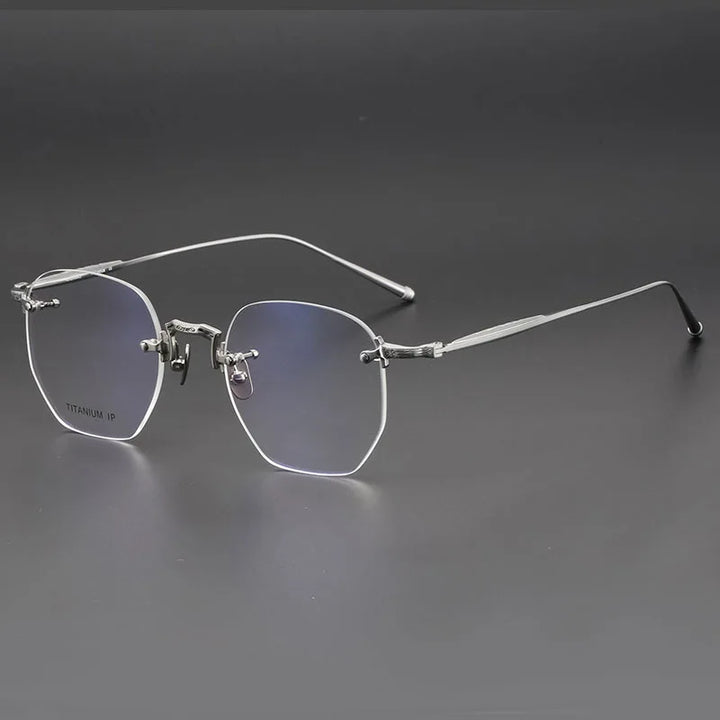 Yimaruili Unisex Rimless Polygonal Pure Titanium Eyeglasses F10121 — view 4 | Yimaruili at FuzWeb