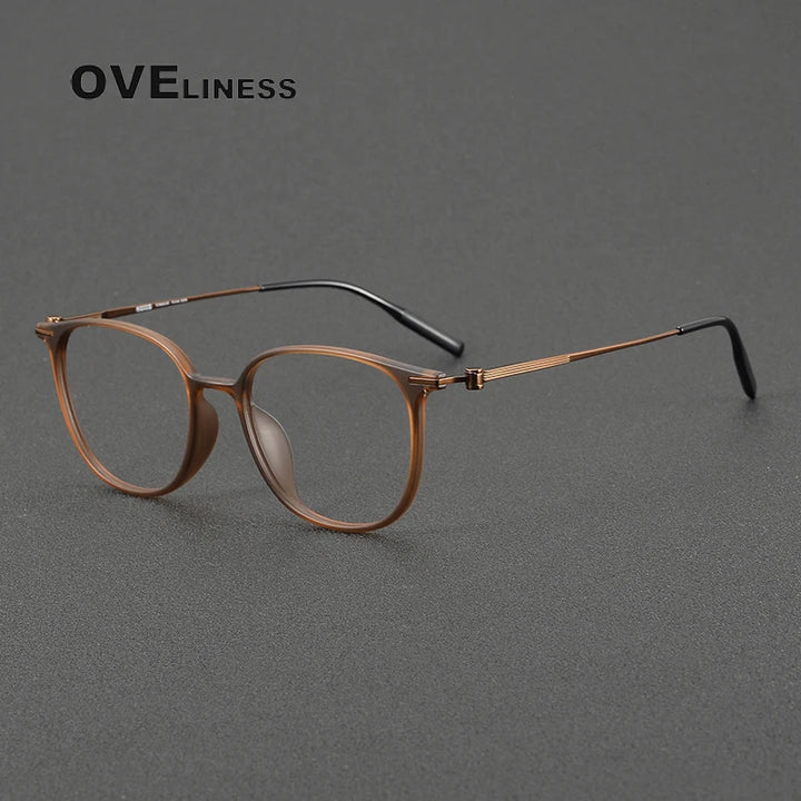 Oveliness Women's Full Rim Square Ultem Titanium Eyeglasses 8669 Full Rim Oveliness tea gun  