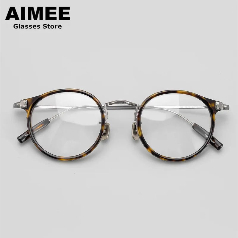 Aimee Women's Full Rim Round Titanium Acetate Eyeglasses Full Rim Aimee   