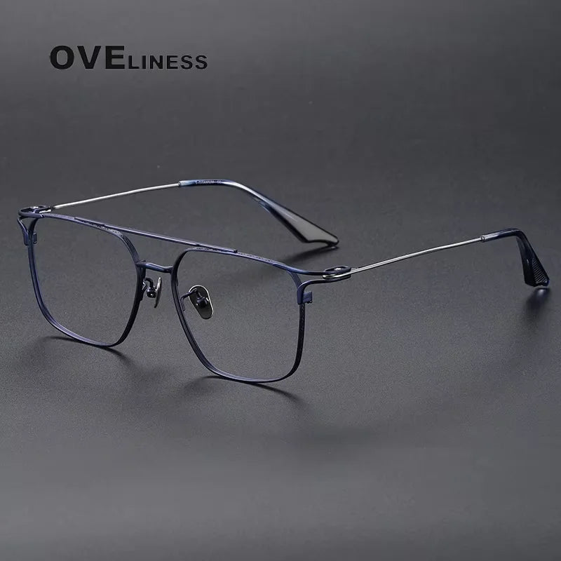 Oveliness Unisex Full Rim Square Double Bridge Titanium Eyeglasses 381000