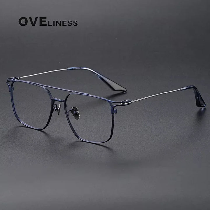 Oveliness Unisex Full Rim Square Double Bridge Titanium Eyeglasses 381000