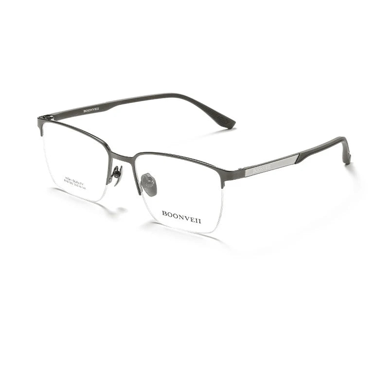 KatKani Men's Semi Rim Square Alloy Eyeglasses 61062 Full Rim KatKani Eyeglasses Gray Gun  