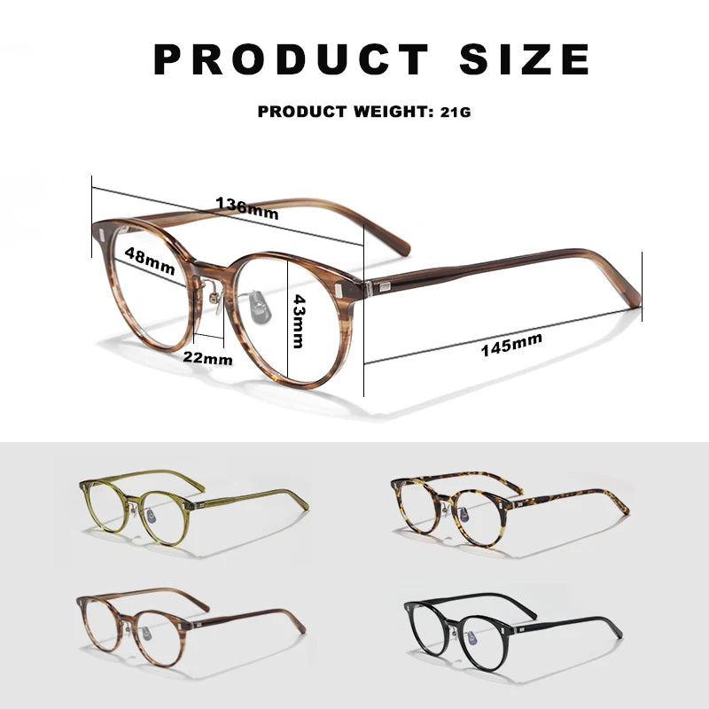 Hewei Unisex Full Rim Round Acetate Eyeglasses 7285 Full Rim Hewei   