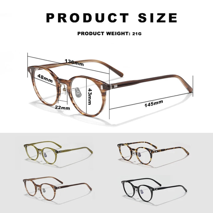 Hewei Unisex Full Rim Round Acetate Eyeglasses 7285 Full Rim Hewei   