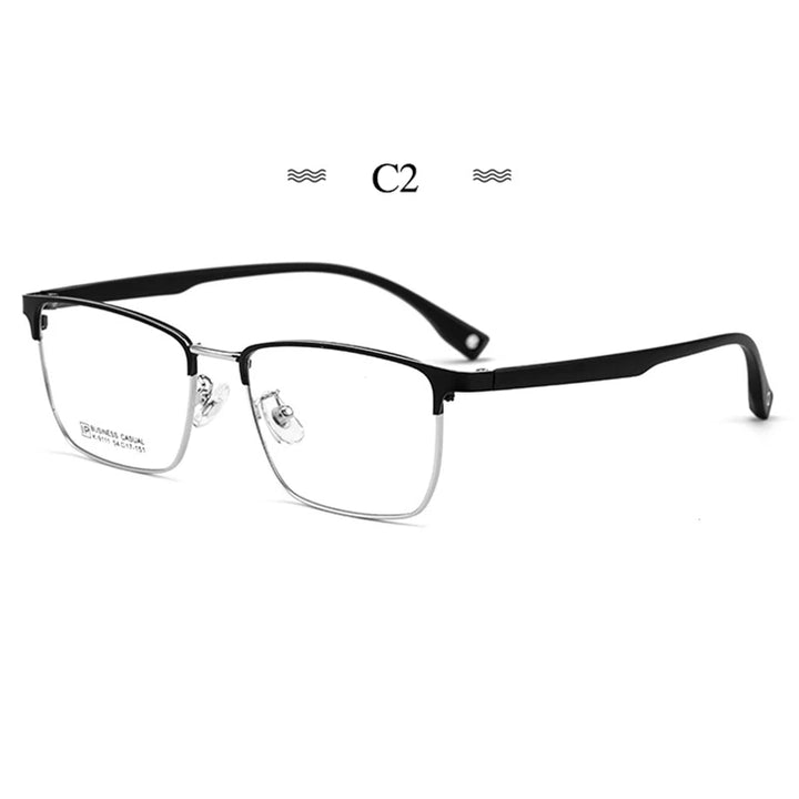Hotochki Men's Full Rim Square Titanium Alloy Tr 90 Eyeglasses 79111