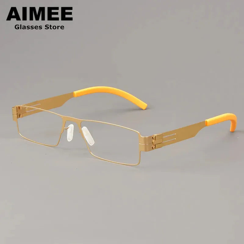 Aimee Unisex Full Rim Square Screwless Steel Eyeglasses 1132 Full Rim Aimee   