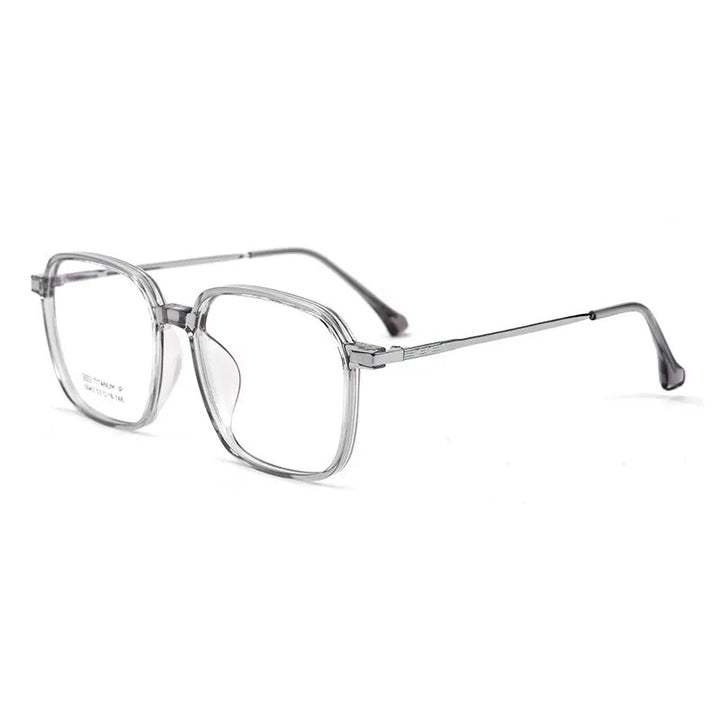 Yimaruili Unisex Full Rim Large Square Tr 90 Alloy Eyeglasses 5043x Full Rim Yimaruili Eyeglasses Transparent Gray  