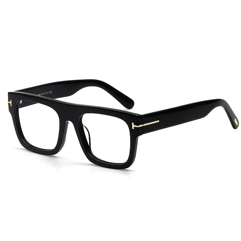 Aror Unisex Full Rim Square Thick Acetate Eyeglasses 45634 Full Rim Aror black