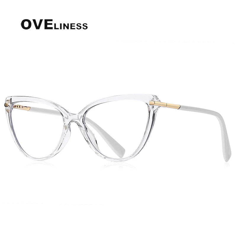 Oveliness Women's Full Rim Cat Eye Tr 90 Titanium Eyeglasses 2098 Full Rim Oveliness C3 transparent  