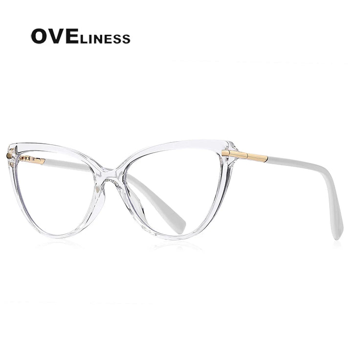 Oveliness Women's Full Rim Cat Eye Tr 90 Titanium Eyeglasses 2098 Full Rim Oveliness C3 transparent  