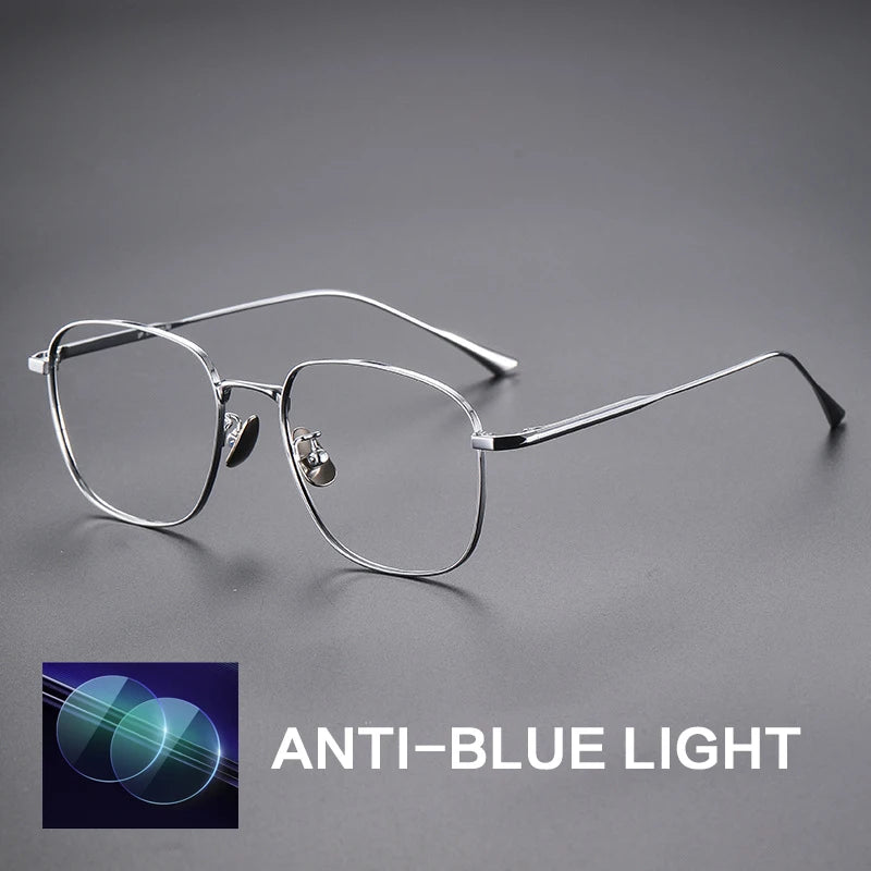 Gatenac Unisex Full Rim Polygon Titanium Photochromic Reading Glasses 531845