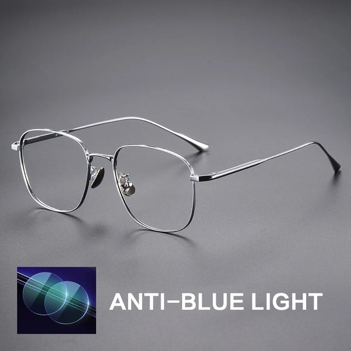 Gatenac Unisex Full Rim Polygon Titanium Photochromic Reading Glasses 531845