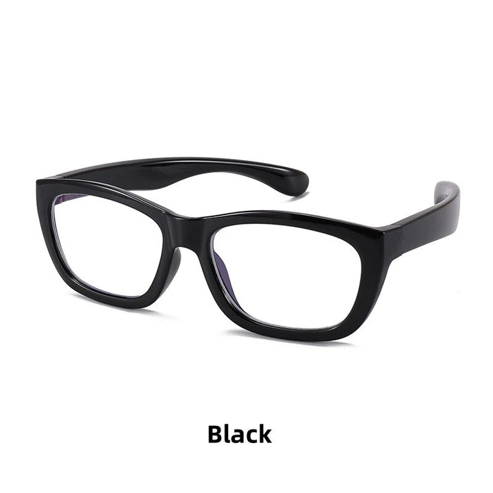 KatKani Unisex Children's Full Rim Square Tr 90 Silicone Eyeglasses F8214 Full Rim KatKani Eyeglasses Bright black  