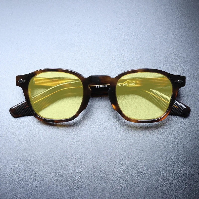 Gatenac Unisex Full Rim Square Acetate Polarized Sunglasses M009 Sunglasses Gatenac Tortoiseshell Yellow  