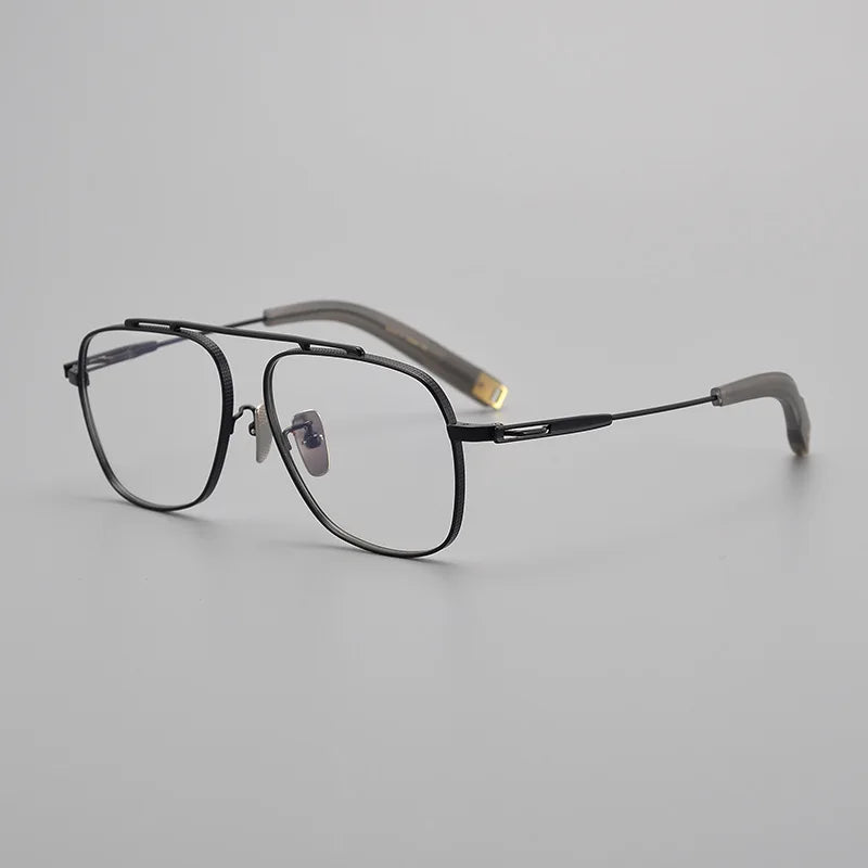 Hdcrafter Men's Full Rim Square Titanium Eyeglasses Lsa1051 Full Rim Hdcrafter Eyeglasses black  