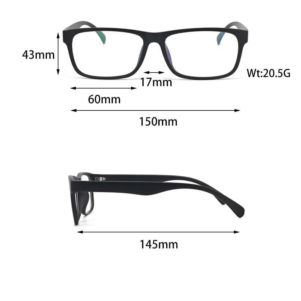 Cubojue Unisex Full Rim Big Square Tr 90 Titanium Reading Glasses 51507 Reading Glasses Cubojue