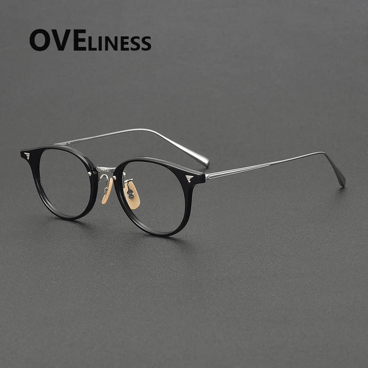 Oveliness Women's Full Rim Oval Round Acetate Titanium Eyeglasses 68510