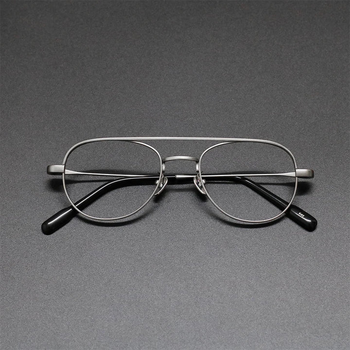 Aimee Unisex Full Rim Oval Double Bridge Titanium Eyeglasses 8040 Full Rim Aimee Silver  