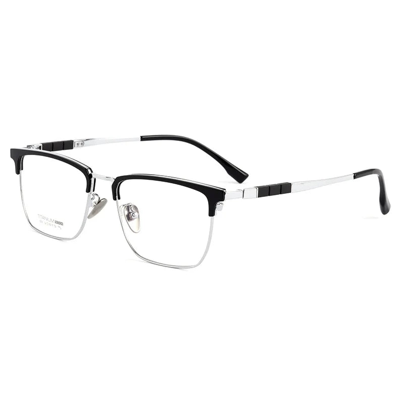 Handoer Men's Semi Rim Titanium Prescription Eyeglasses 9018BT