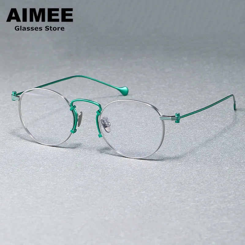 Aimee Unisex Full Rim Round Titanium Eyeglasses 190068 Full Rim Aimee   