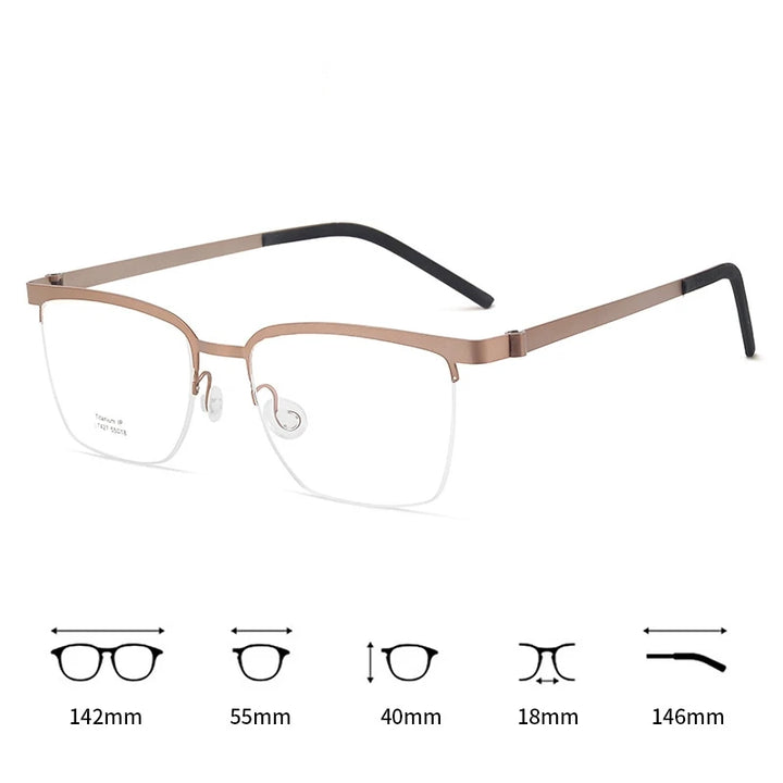 Yimaruili Men's Semi Rim Square Titanium Eyeglasses 367427