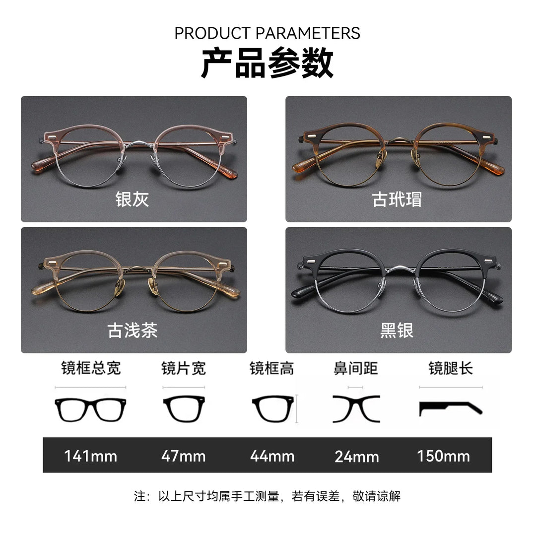 Bclear Unisex Full Rim Round Titanium Eyeglasses SM-V8264