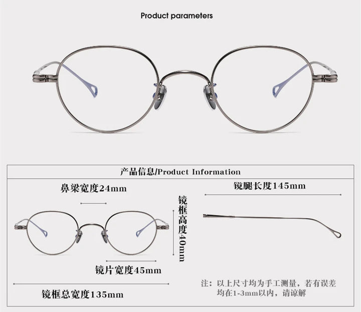 Black Mask Women's Full Rim Oval Round Titanium Eyeglasses 859027