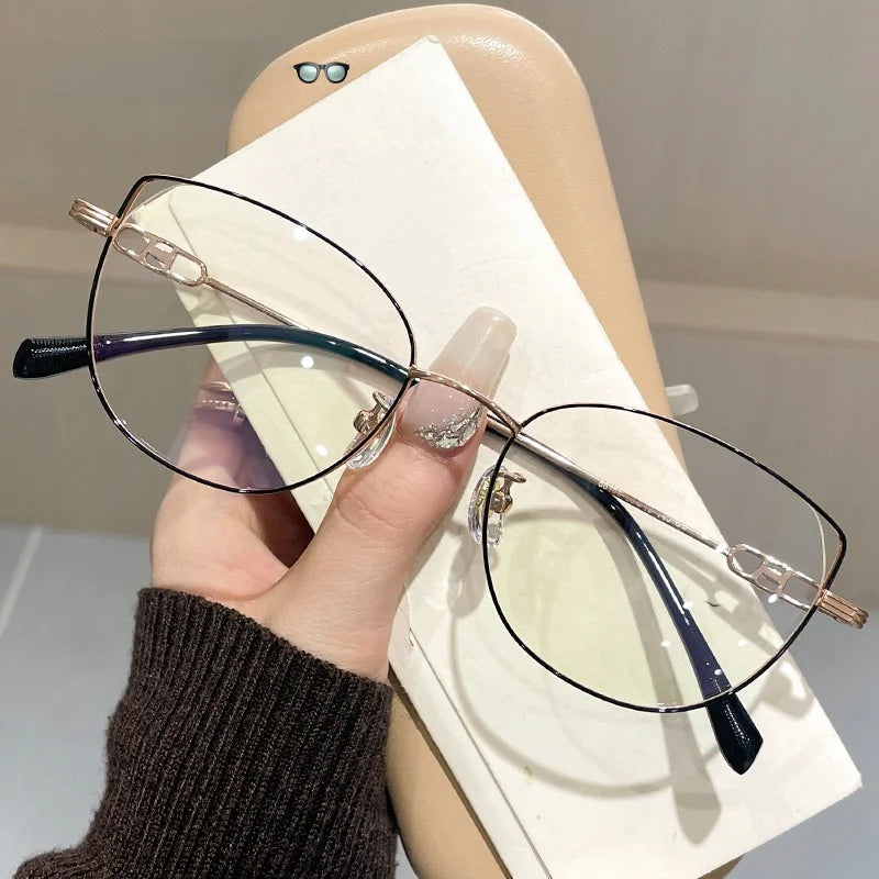 Momoja Women's Full Rim Square Cat Eye Titanium Eyeglasses 86155