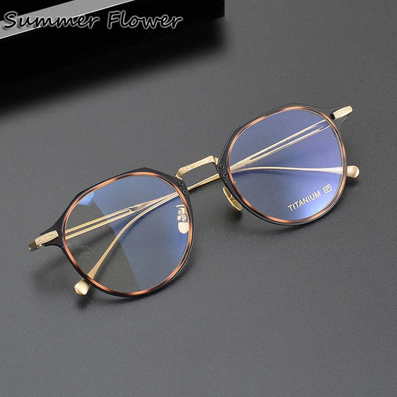 Summer Flower Unisex Full Rim Oval Titanium Acetate Eyeglasses 611061